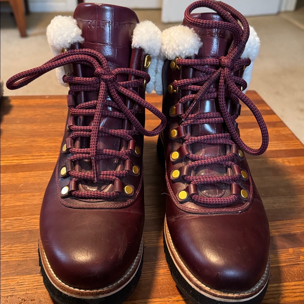 Cole Han Leather Winter Boots with Shearling Lining